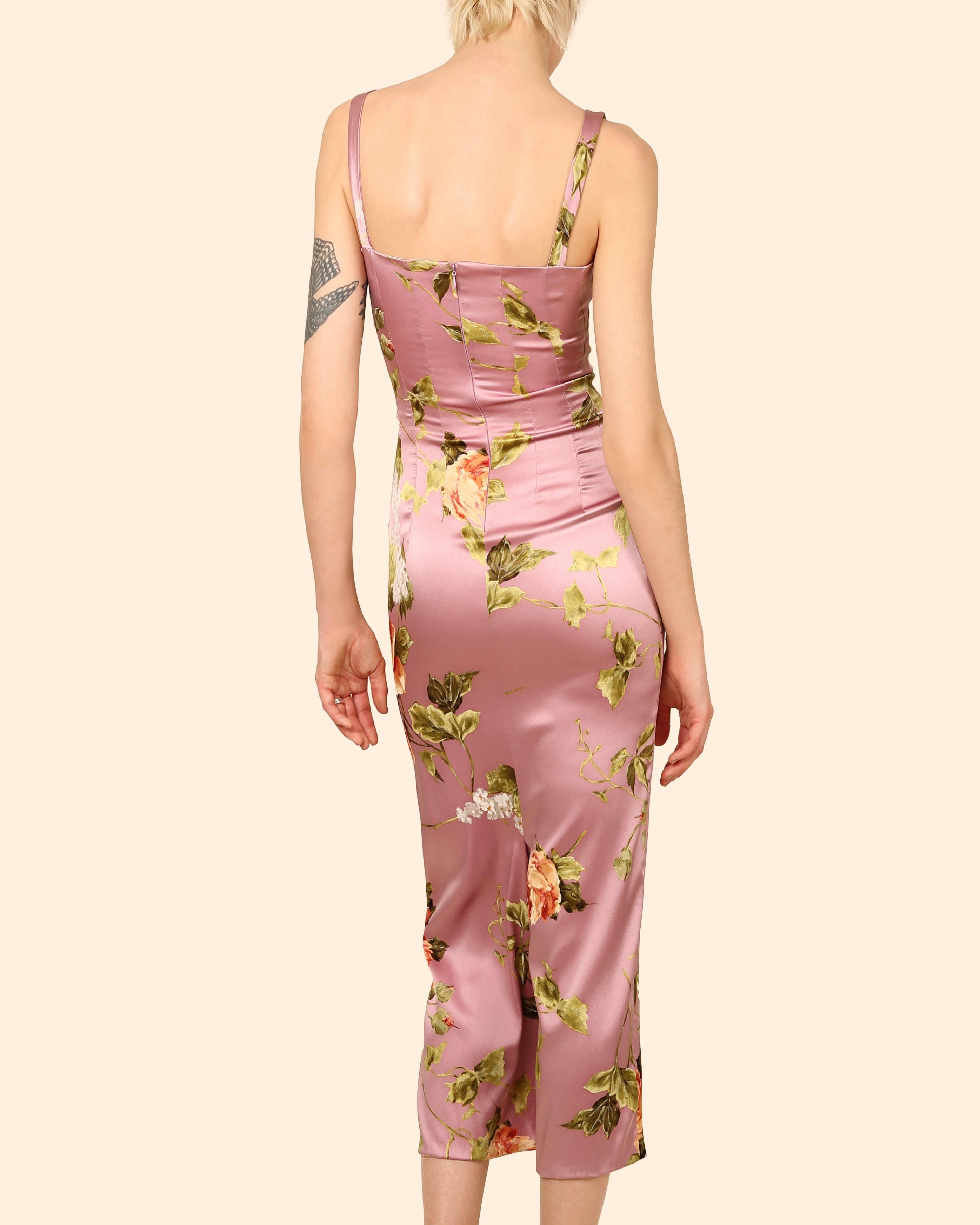 Dolce & Gabbana lilac floral silk sleeveless sheath midi length maxi dress IT40 1