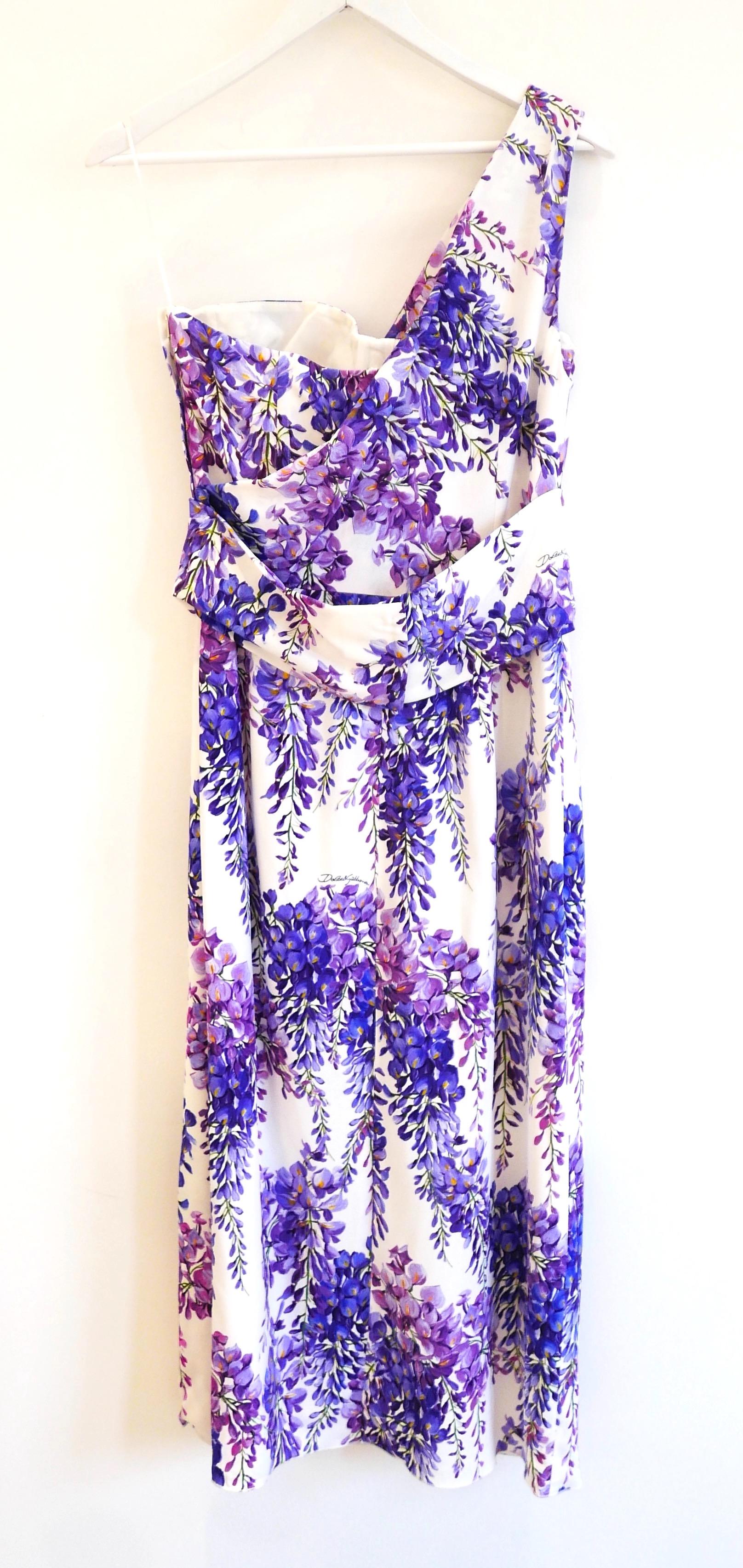 Women's Dolce & Gabbana Lilac Print Bustier Dress For Sale