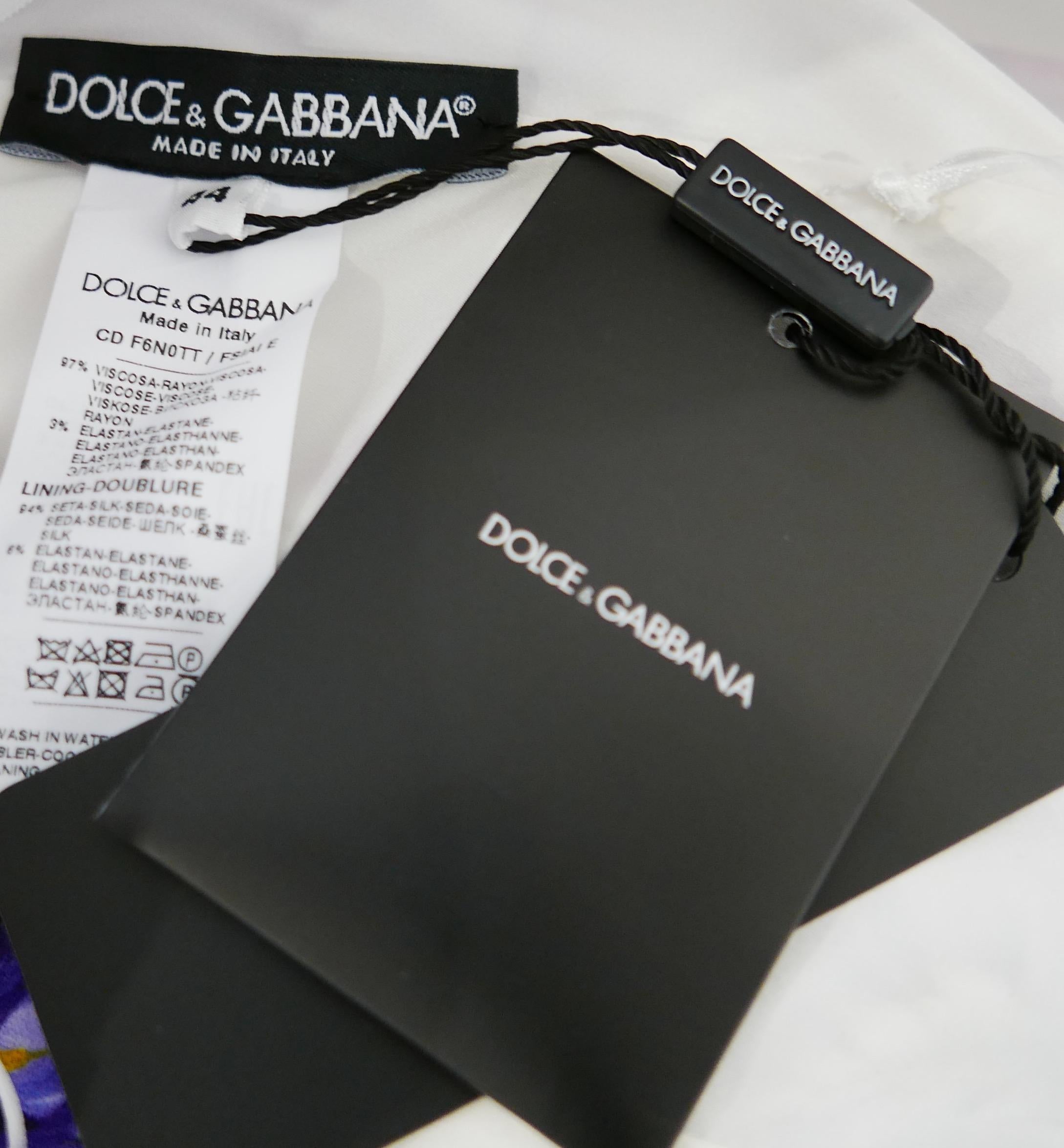 Dolce & Gabbana Lilac Print Bustier Dress For Sale 3