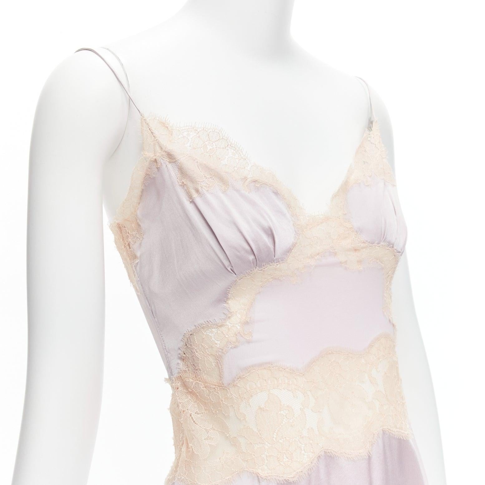 DOLCE GABBANA lilac purple silk sheer nude lace trim cami slip dress IT40 S
Reference: TGAS/D00514
Brand: Dolce Gabbana
Designer: Domenico Dolce and Stefano Gabbana
Material: Silk, Blend
Color: Purple, Nude
Pattern: Lace
Closure: Zip
Extra Details: