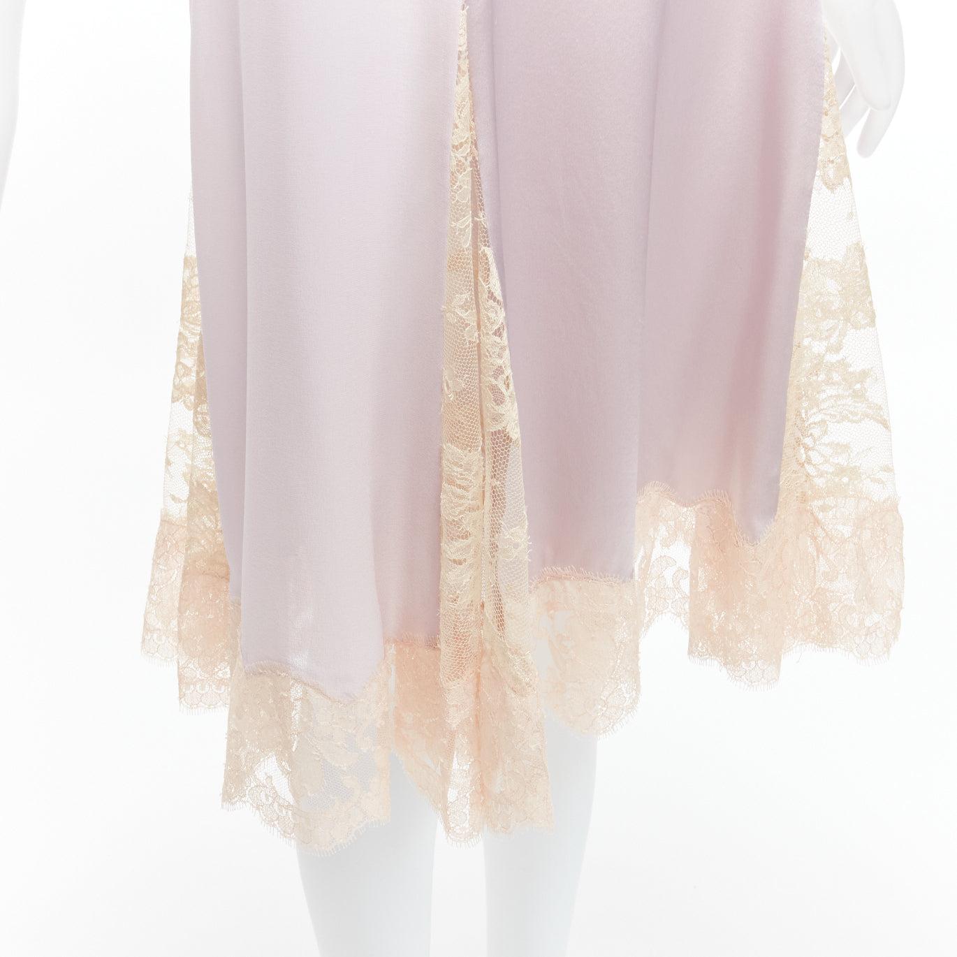 DOLCE GABBANA lilac purple silk sheer nude lace trim cami slip dress IT40 S 3