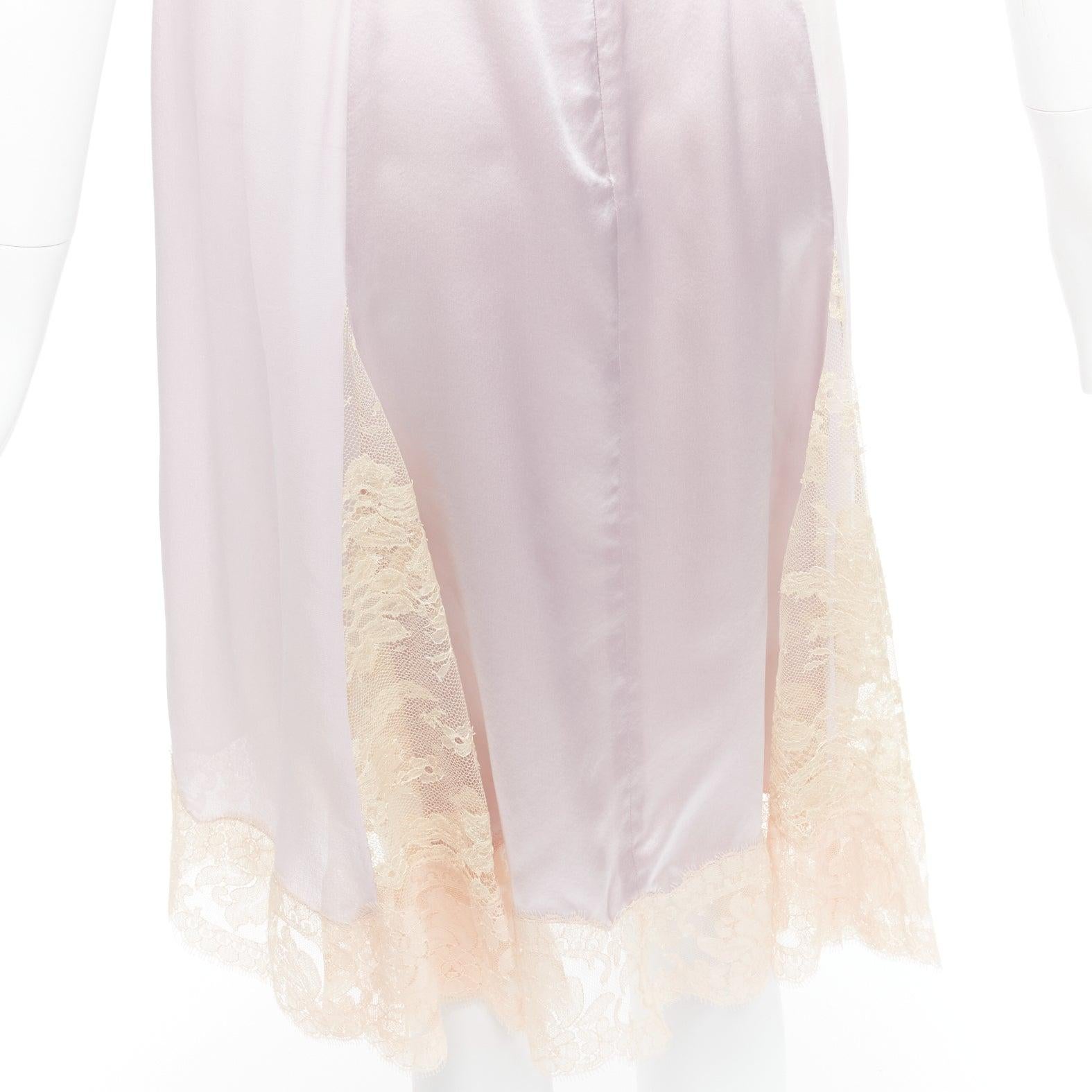 DOLCE GABBANA lilac purple silk sheer nude lace trim cami slip dress IT40 S 4