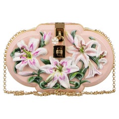 Dolce & Gabbana - Lilies Hand Painted Clutch Slipcase Bag DOLCE BOX Pink Gold