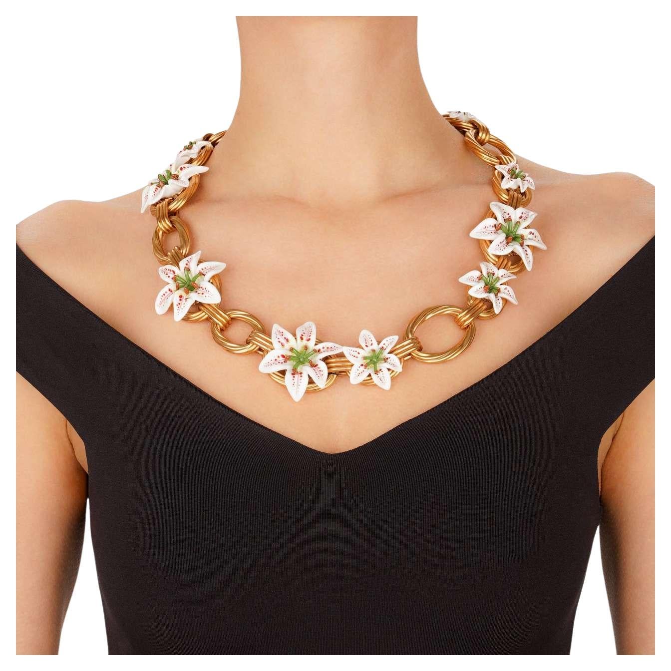 Dolce & Gabbana - Lily Pearl Necklace Belt Chain Gold Pink White For Sale