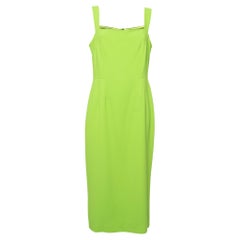 Dolce & Gabbana Lime Green Crepe Sleeveless Sheath Dress L