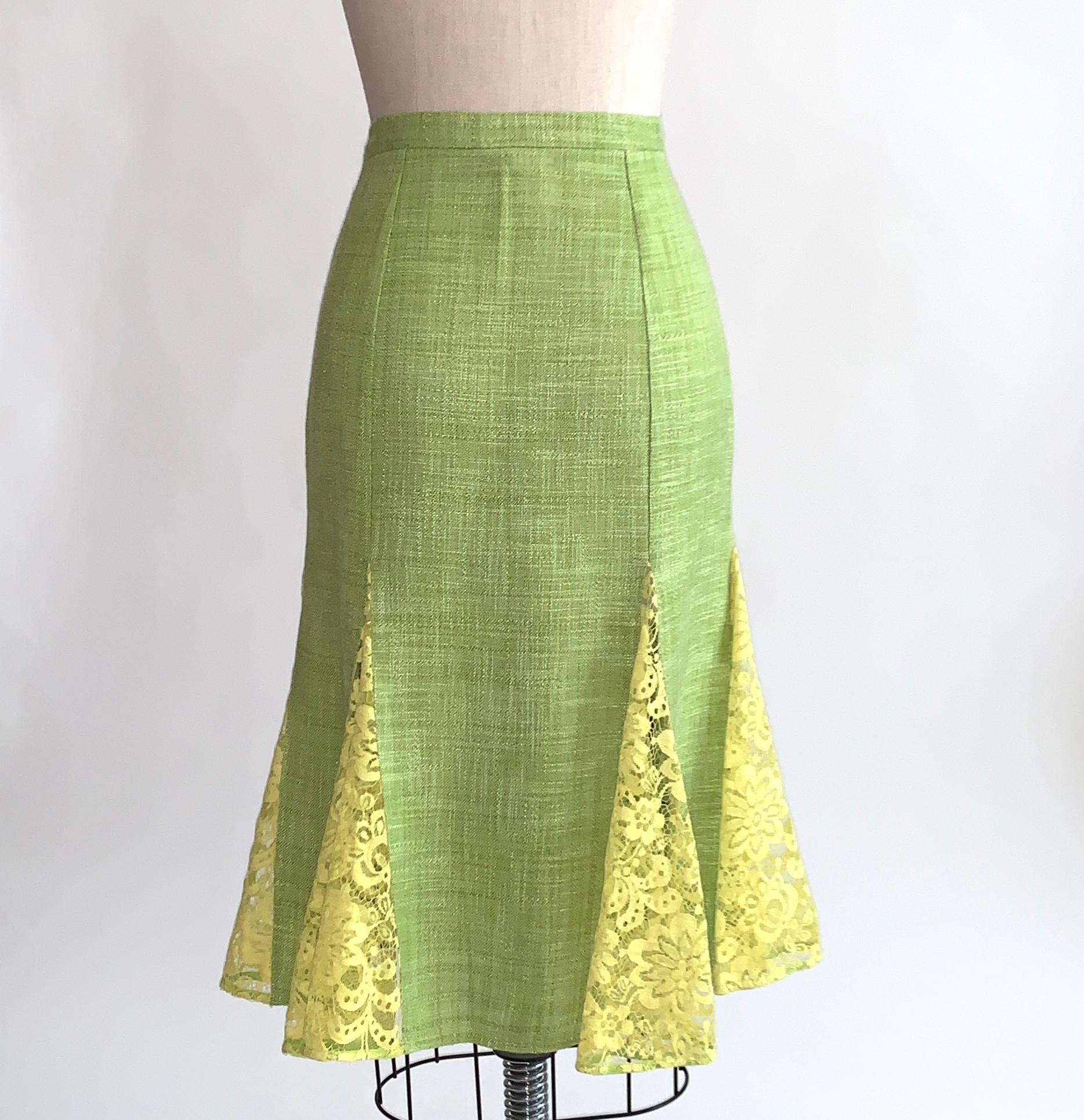 yellow green skirt