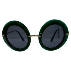 Vintage Dolce & Gabbana "Limited Edition" Emerald-Green Multi-Facet Frame Sunglasses