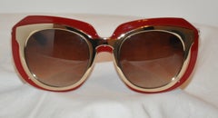 Dolce & Gabbana "Limited Edition" Gilded Gold Hardware & Merlot Lucite Sunglass