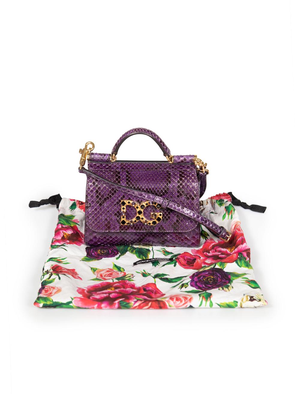 Dolce & Gabbana Limited Edition Purple Snakeskin Miss Sicily Bag 4