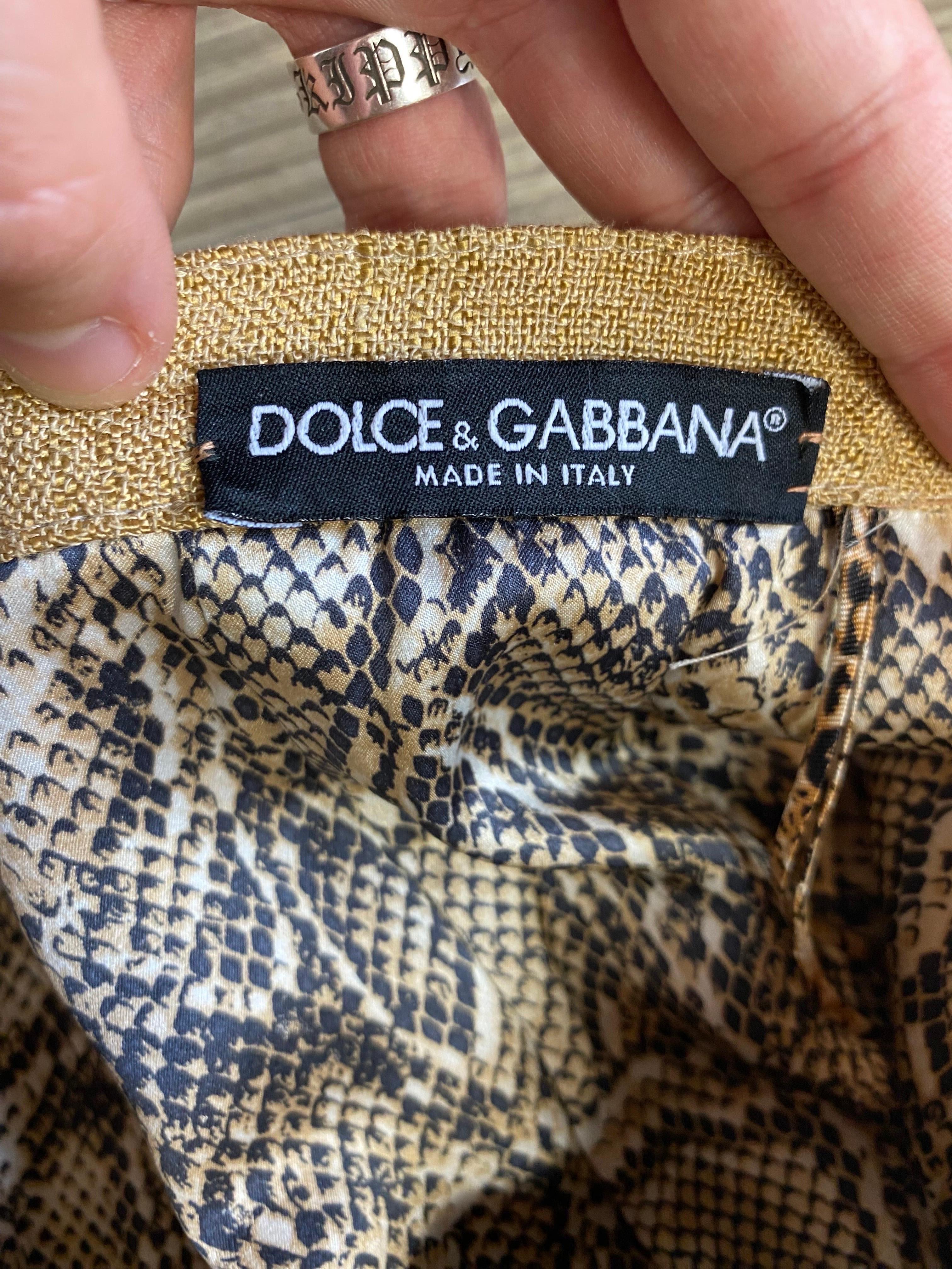 Dolce & Gabbana linen animalier skirt For Sale 2