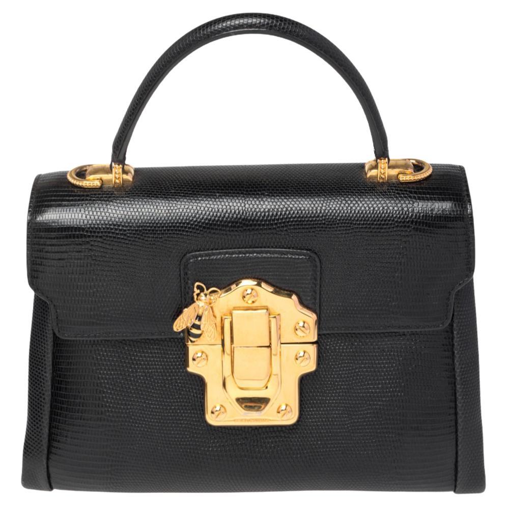 Dolce and Gabbana Black Leather Medium Miss Sicily Top Handle Bag For ...