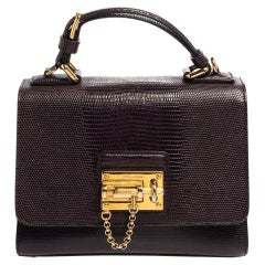 Dolce & Gabbana Lizard Embossed Leather Small Miss Monica Top Handle Bag