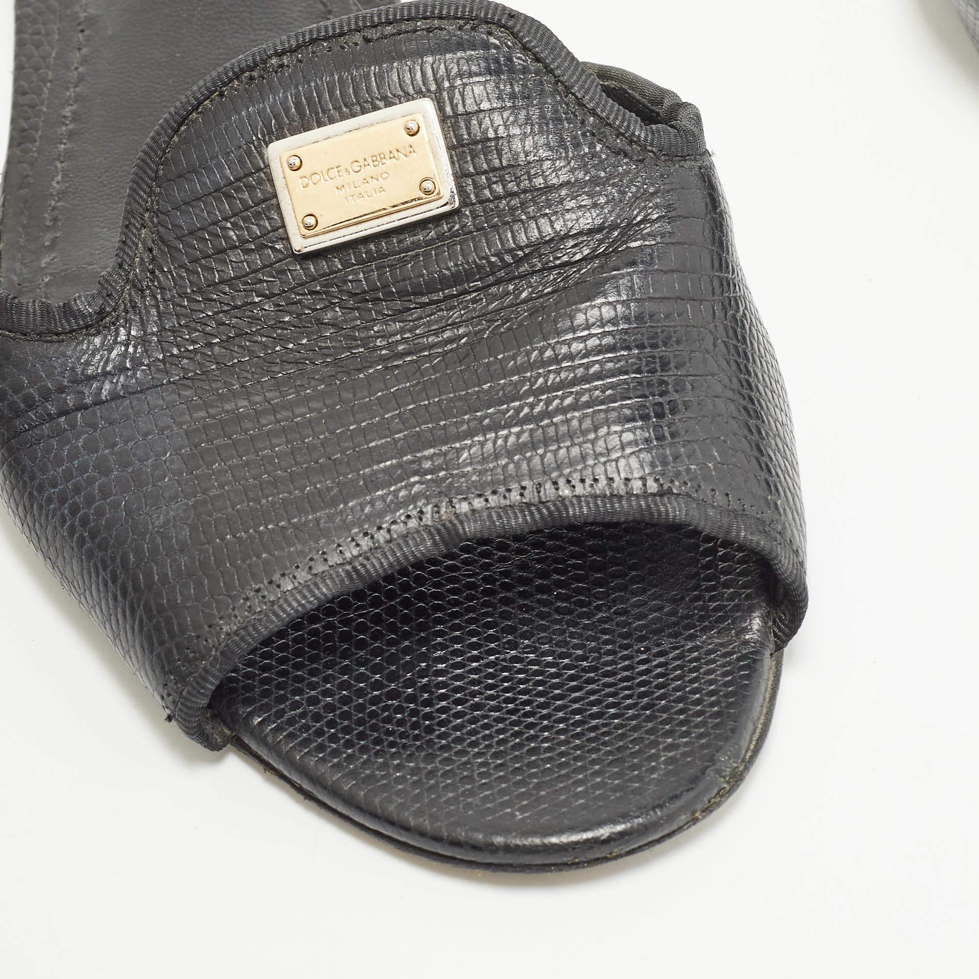 Dolce & Gabbana Eidechse Geprägte Slide Flats Größe 39.5 im Angebot 3