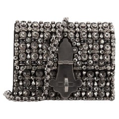 Dolce 
Gabbana Lock Flap Chain Clutch Crystal Embellished Fabric with Python