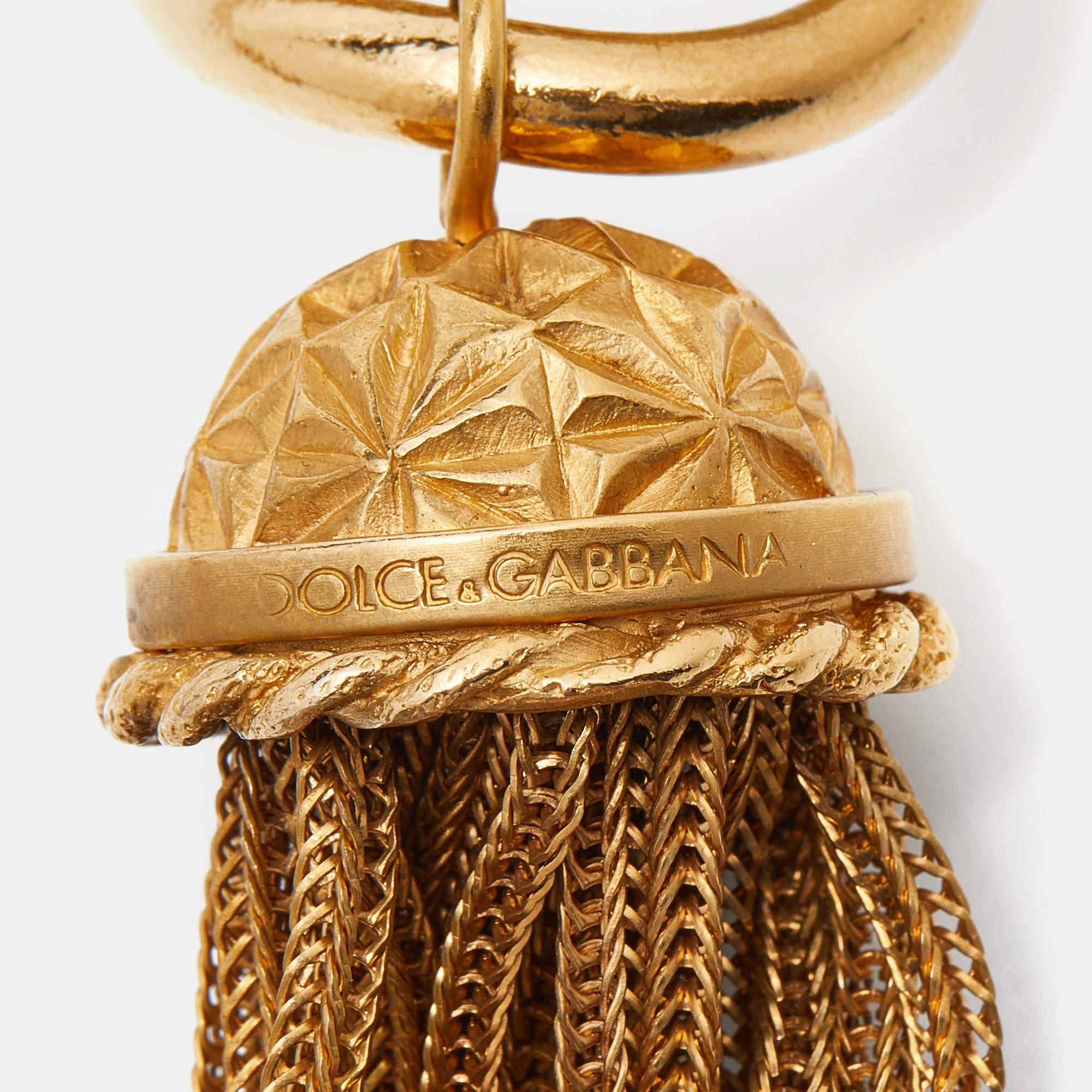 Dolce & Gabbana Logo Buckle Gold Tone Chain Belt In Good Condition In Dubai, Al Qouz 2