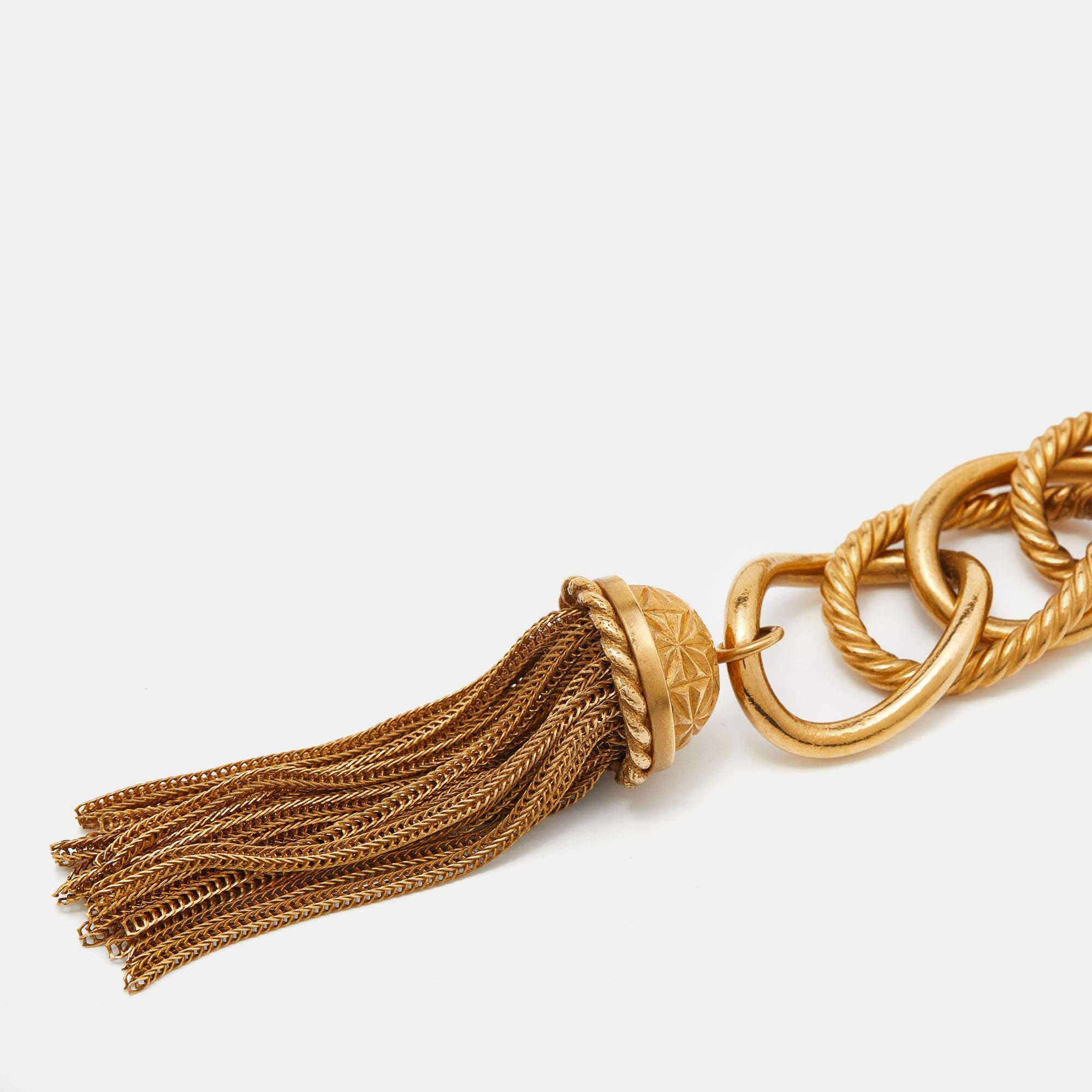 Women's Dolce & Gabbana Logo Buckle Gold Tone Chain Belt