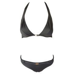 Maillot de bain 2 pièces Dolce & Gabbana Bikini marron à ceinture et ornement logo