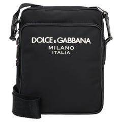 Dolce & Gabbana Logo-Embroidered Nylon Crossbody Bag — Black