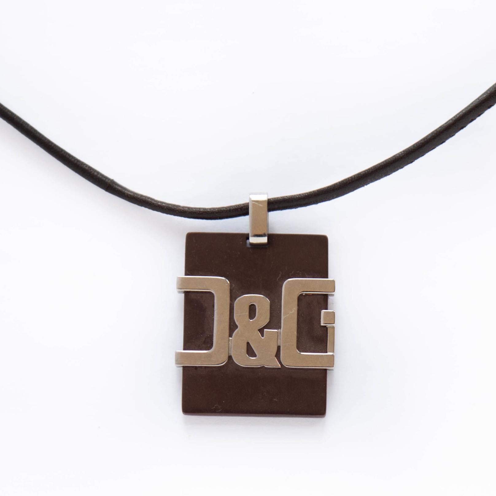 Dolce & Gabbana Logo Pendant Necklace In Excellent Condition In Montreal, Quebec