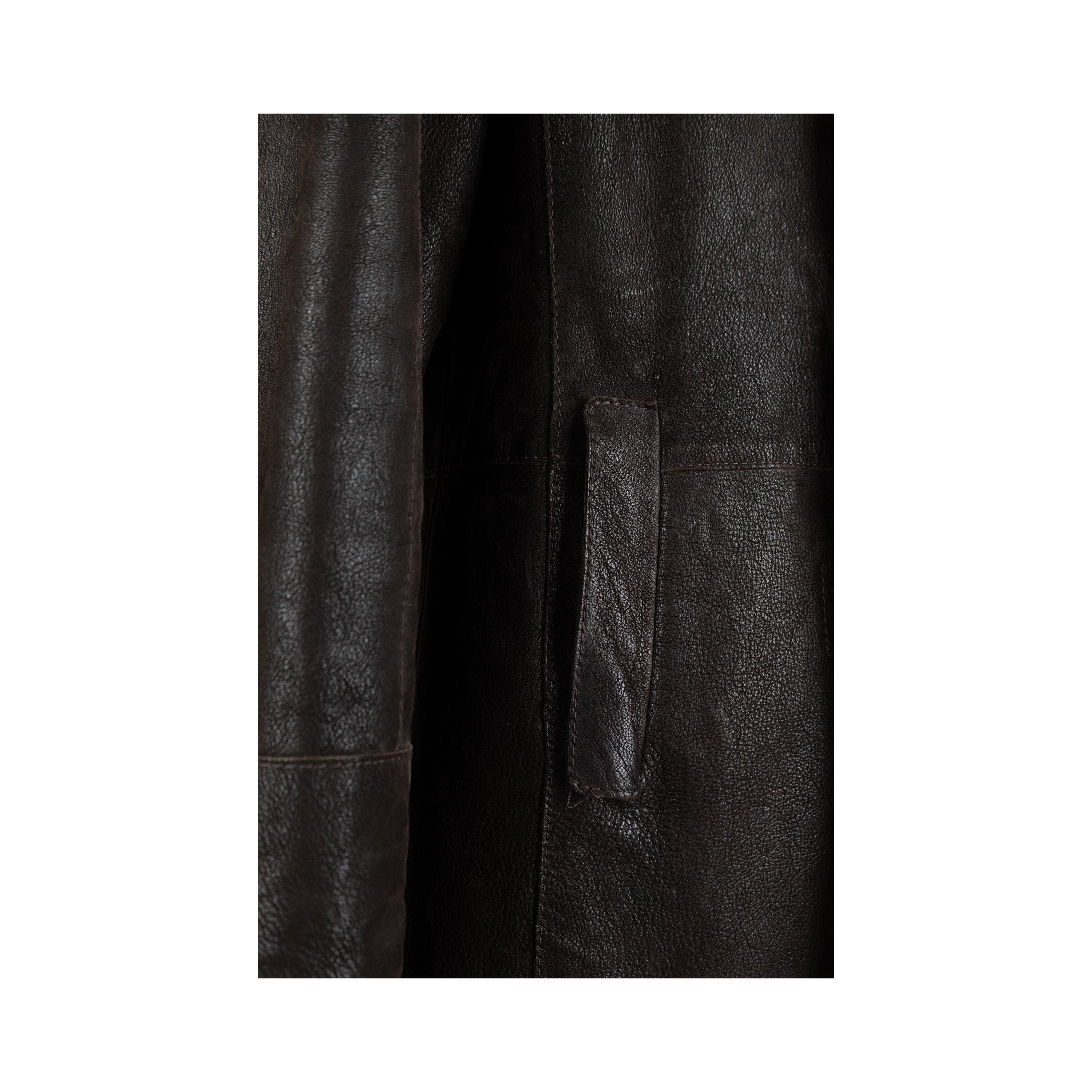Black Dolce & Gabbana Long Leather Jacket with Fur - '00s