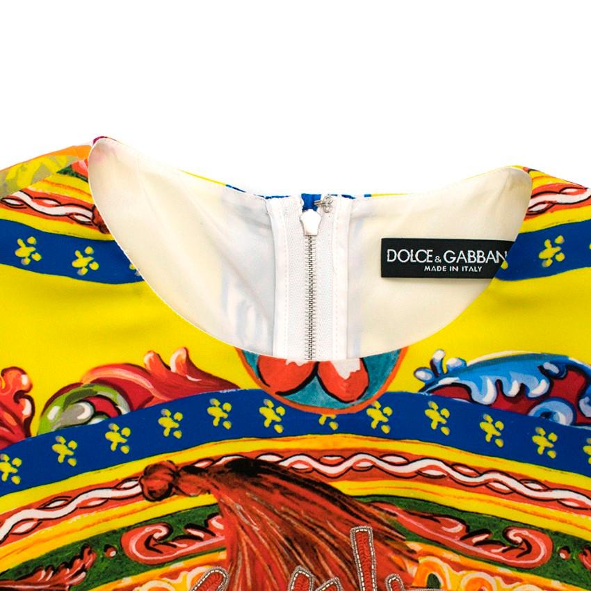 Beige Dolce & Gabbana Long Sleeve Embellished Postcard Dress - Size US 8