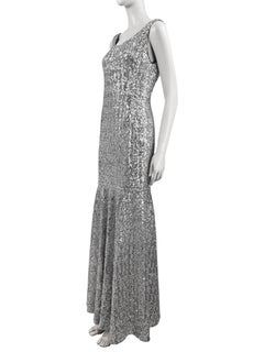 Dolce Gabbana Langes ärmelloses Kleid mit silbernen Pailletten