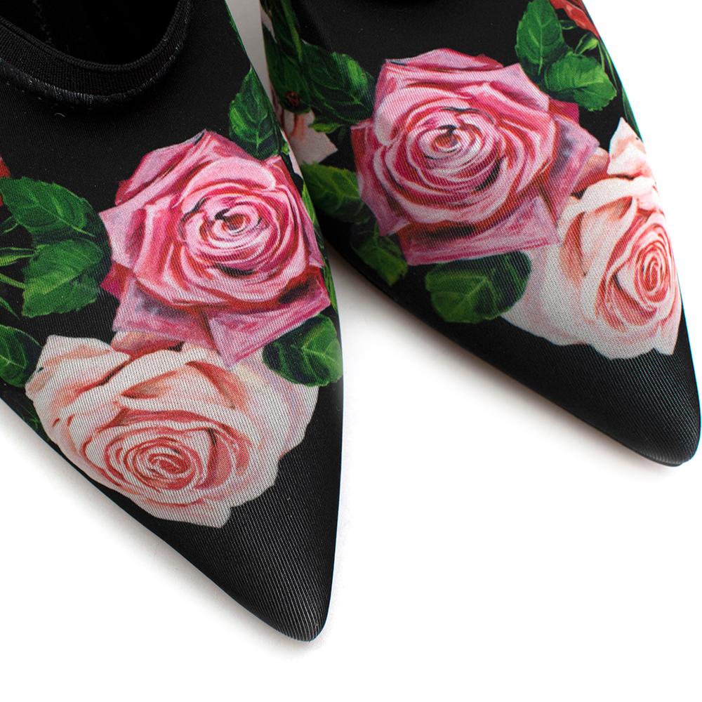 Dolce & Gabbana Lori Floral Satin Slingback Pumps - Size US 8.5	 3