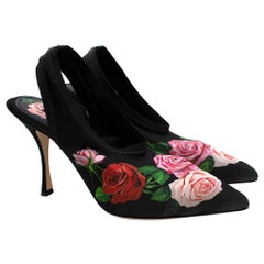 Dolce & Gabbana Lori Floral Satin Slingback Pumps - Size US 8.5	