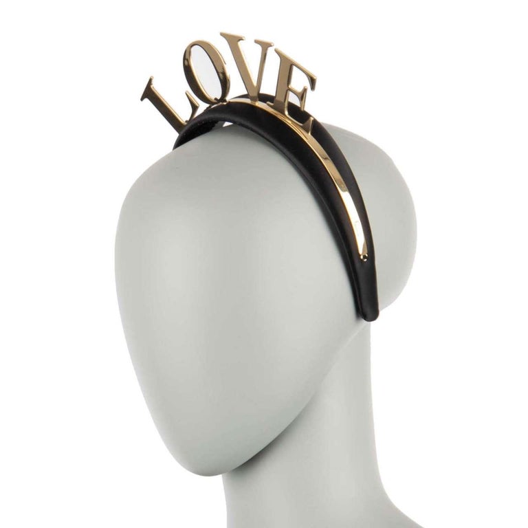 Dolce & Gabbana Brown Teddy Bear Gold Crystal Crown Hair Band Diadem