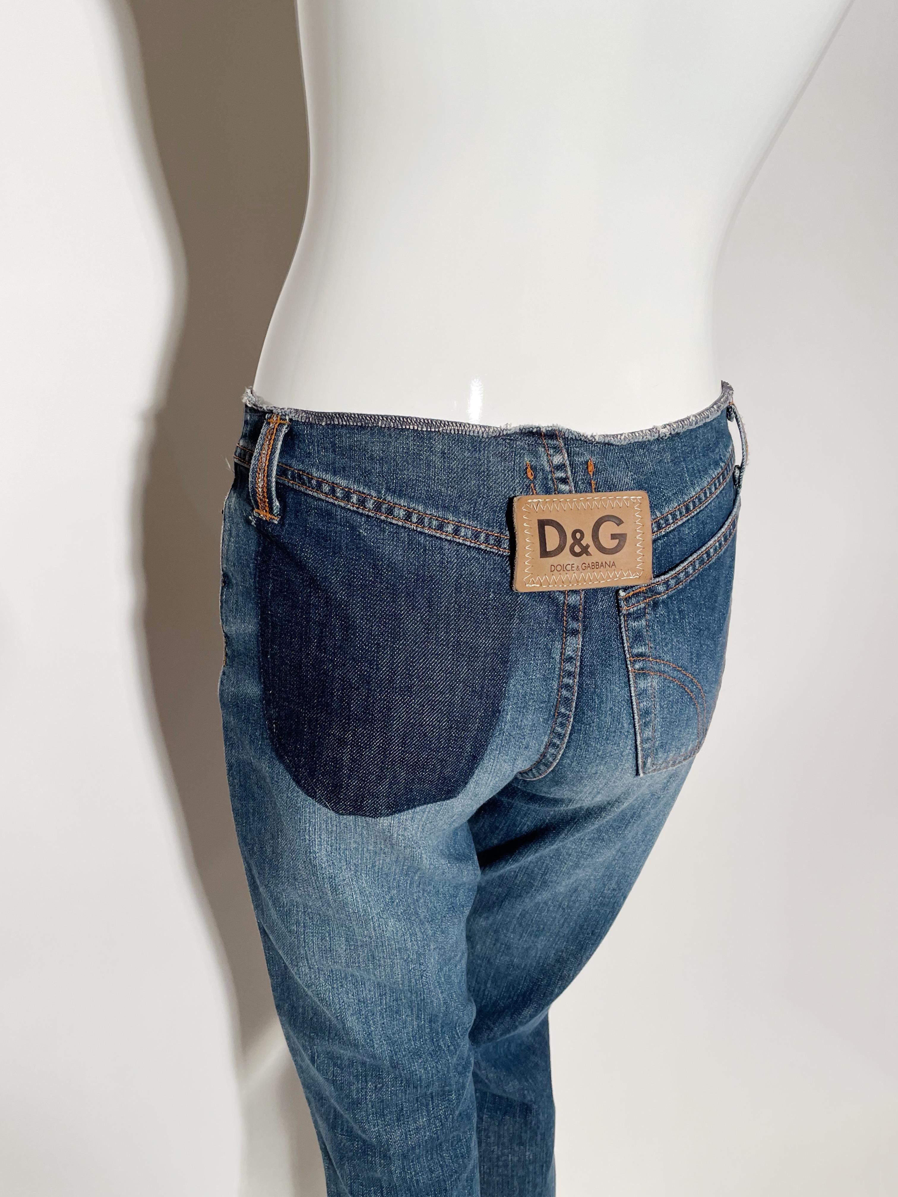 Black Dolce & Gabbana Low Rise Cropped Jeans  For Sale