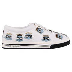 Dolce 
Gabbana Low-Top Canvas Sneaker ROMA with Leather Embroidery White EUR 44