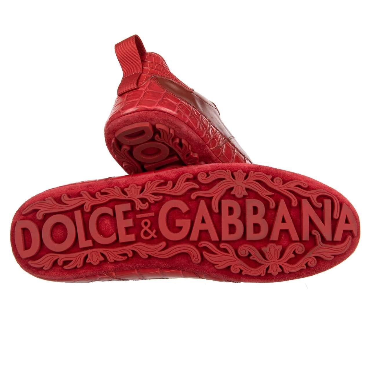 Men's Dolce & Gabbana Low-Top Croco Sneaker KING DRIVER with Crown Red 44 UK 10 For Sale