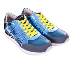 Dolce & Gabbana - Baskets basses en cuir gris azur NIGERIA, taille 40