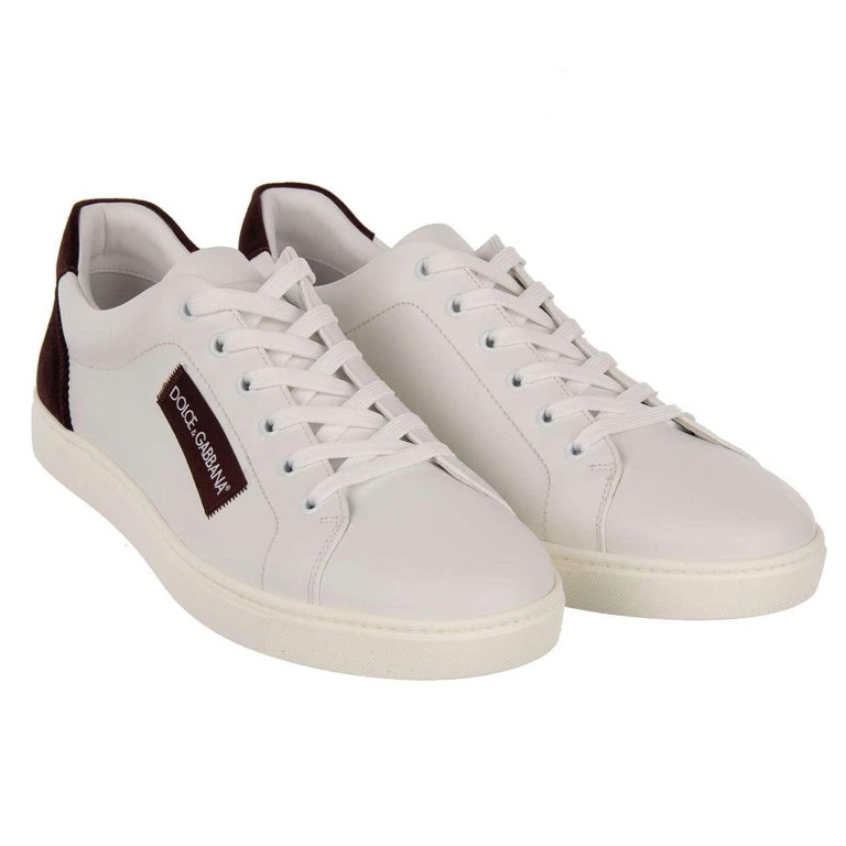 Dolce & Gabbana White Padded Fabric Low Top Sneakers Shoes