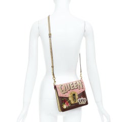 DOLCE GABBANA Lucia scaled leather QUEEN crown leather shoulder flap bag
