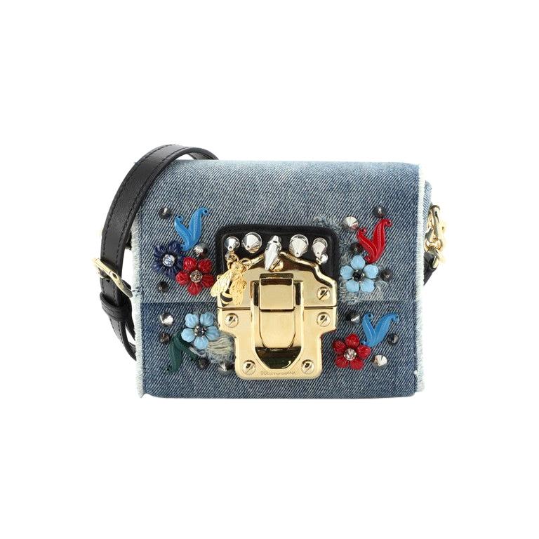 Dolce & Gabbana Lucia Shoulder Bag Embellished Denim Mini
