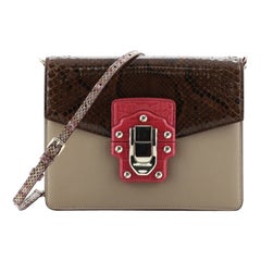 Dolce & Gabbana Lucia Shoulder Bag Python and Leather with Crocodile
