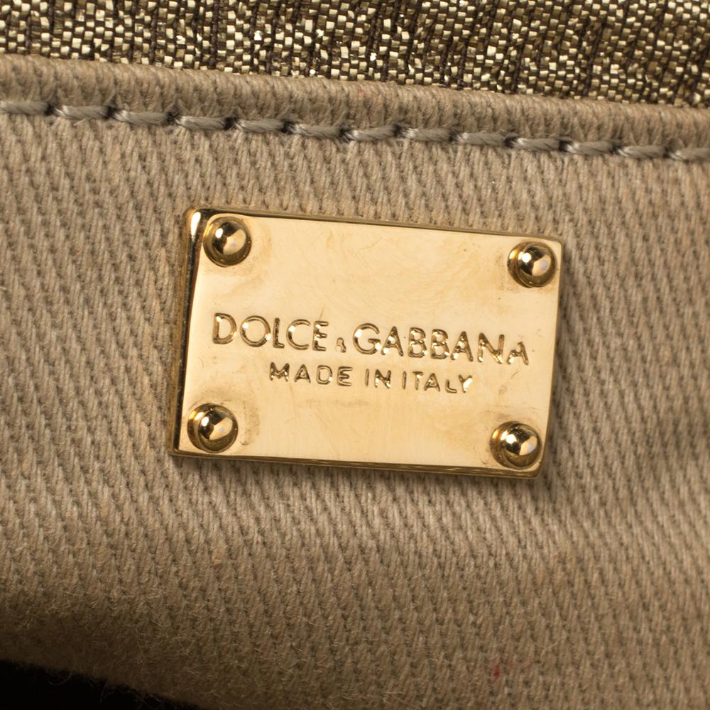 Dolce & Gabbana Lurex Fabric Padlock Shoulder Bag In Good Condition In Dubai, Al Qouz 2