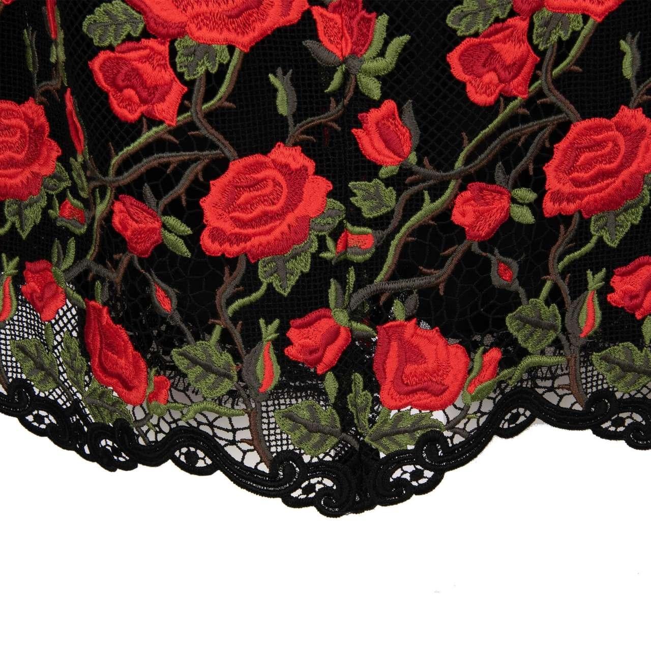 Dolce & Gabbana - Macrame Rose Dress Black 42 6 For Sale 2