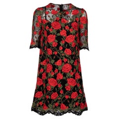 Dolce & Gabbana - Macrame Rose Dress Black 42 6