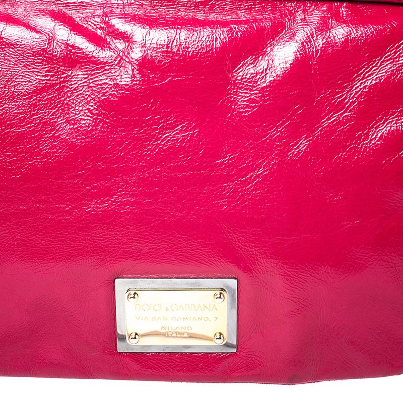 Dolce & Gabbana Magenta Glossy Leather Miss Sicily Top Handle Bag 5