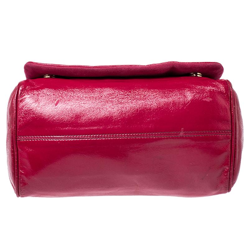 Women's Dolce & Gabbana Magenta Glossy Leather Miss Sicily Top Handle Bag
