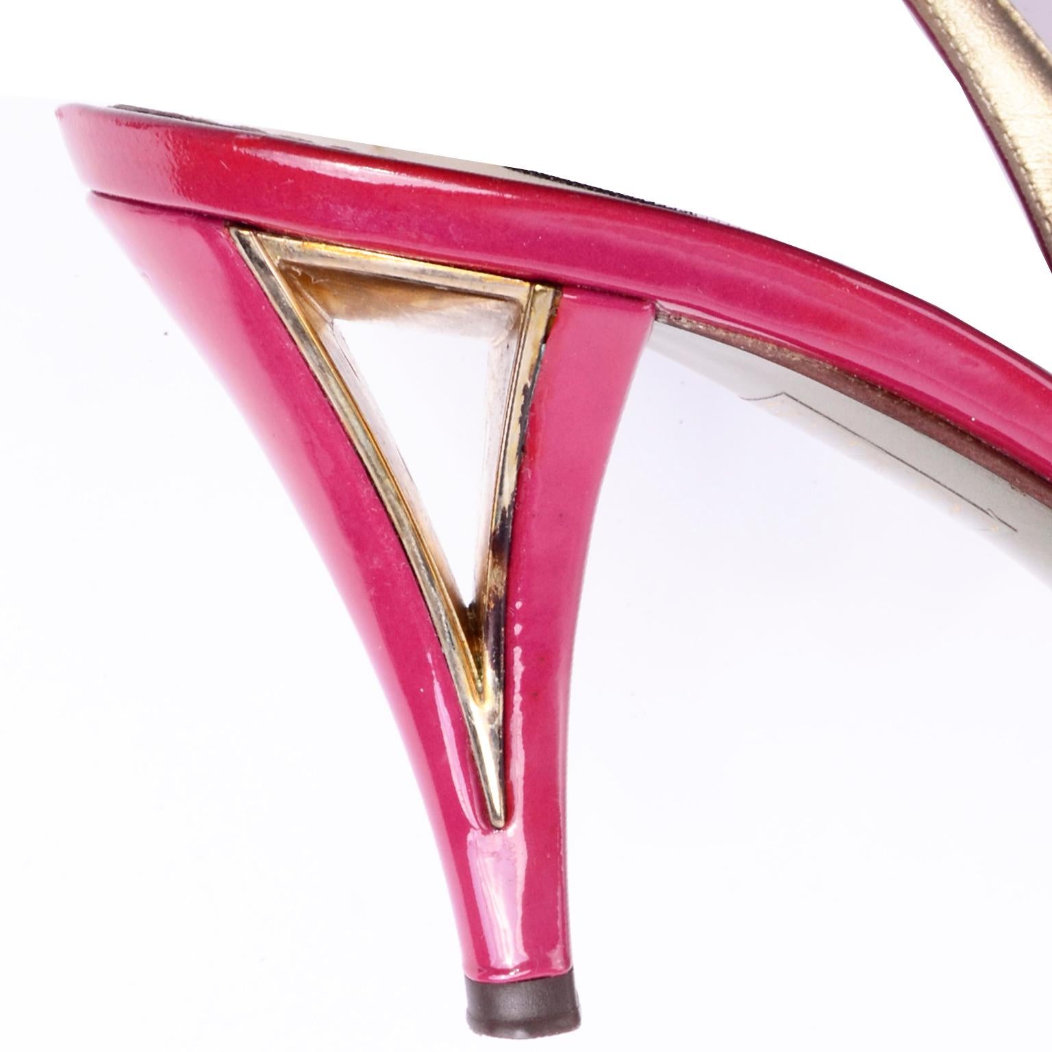 Dolce & Gabbana Slingback-Schuhe aus Lackleder in Magenta und Rosa  w Ausgeschnittene Absätze im Angebot 3