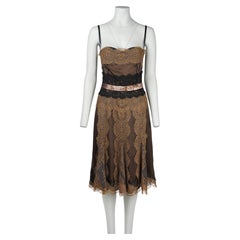 Dolce & Gabbana Mainline Silk Chiffon & Chantilly Lace Evening Dress, 2005 IT42