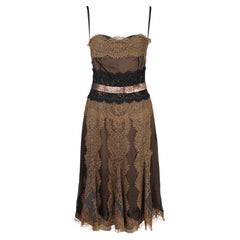 Dolce & Gabbana Mainline Silk Chiffon & Chantilly Lace Evening Dress, 2005 IT42