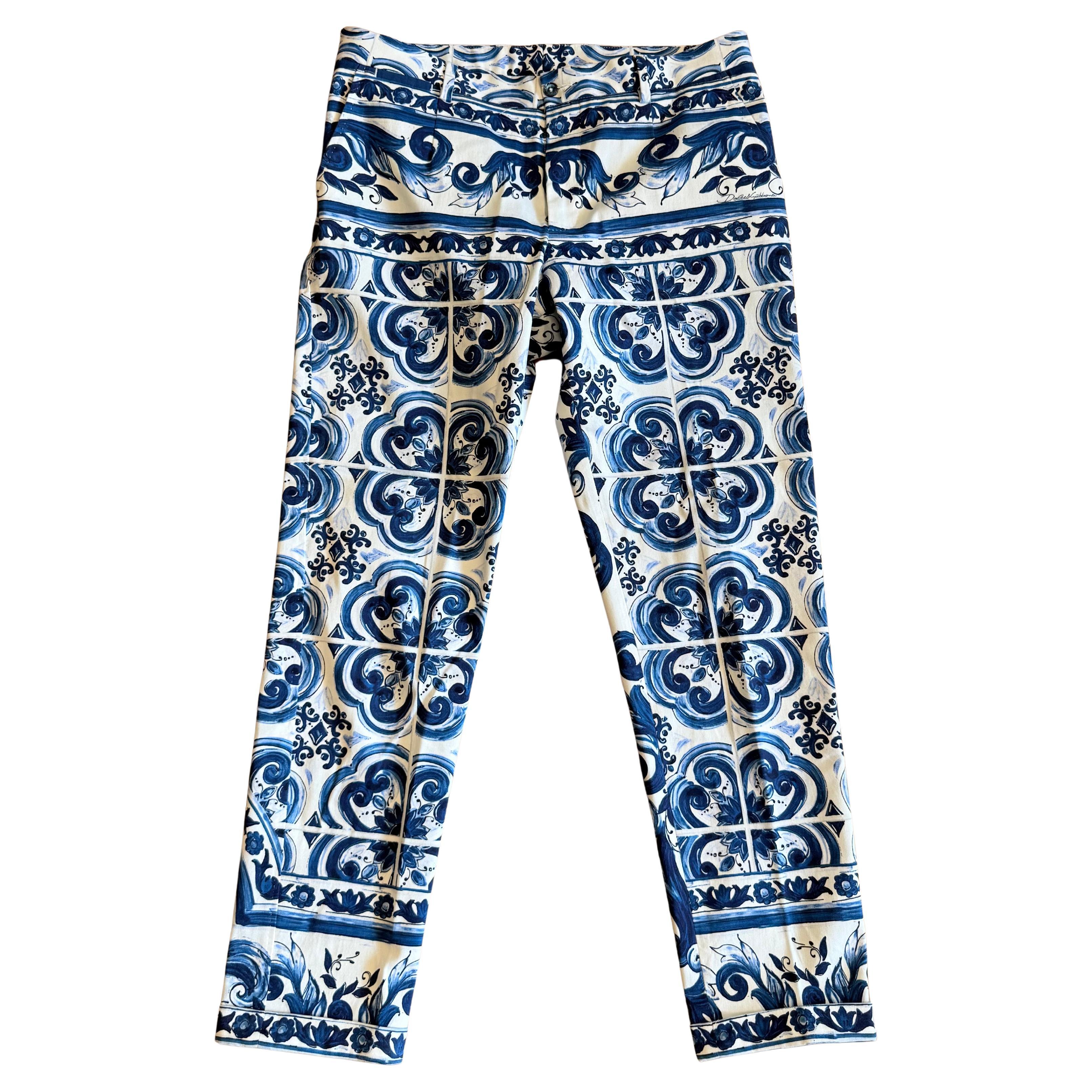 Dolce & Gabbana Maiolica Uomo Pantaloni Taglia IT 48 in vendita