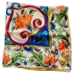 Dolce & Gabbana maiolica silk multicolour twill scarf