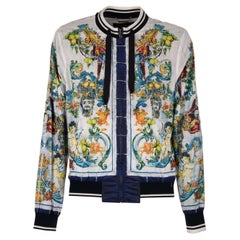 Dolce & Gabbana - Majolica Baroque Printed Bomber Jacket Blue White 48