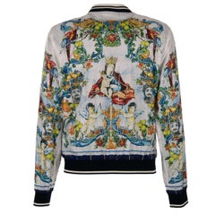 Dolce & Gabbana - Majolica Baroque Printed Bomber Jacket Blue White 52