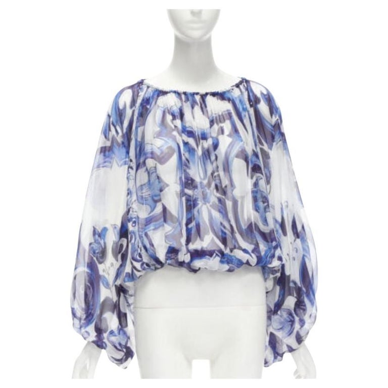 Dolce & Gabbana Blue Floral Lace Silk Sleeveless Tank Top